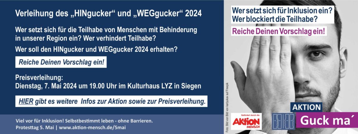 Verleihung des "HINgucker" und "WEGgucker" 2024. Hier gibt es weitere Infos zur Aktion sowie zur Preisverleihung.